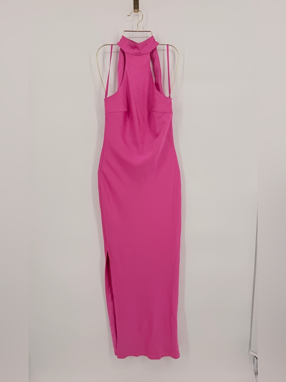 René The Label Pink Fuchsia Halter Maxi Dress Size 6 Open Back Formal Gown